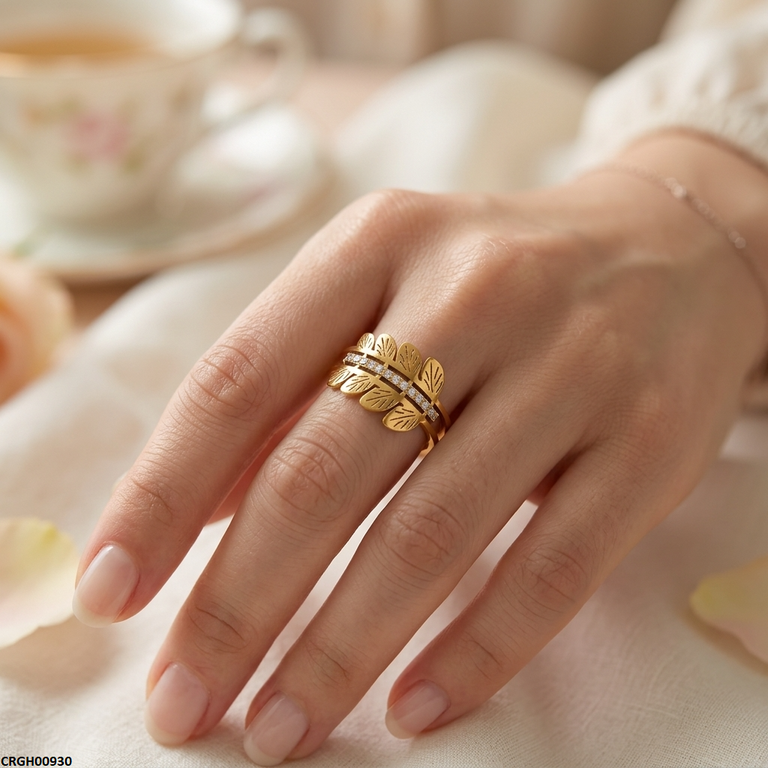 CRGH00930 MOX Stainless Steel Double Leaf Ring - CRGH