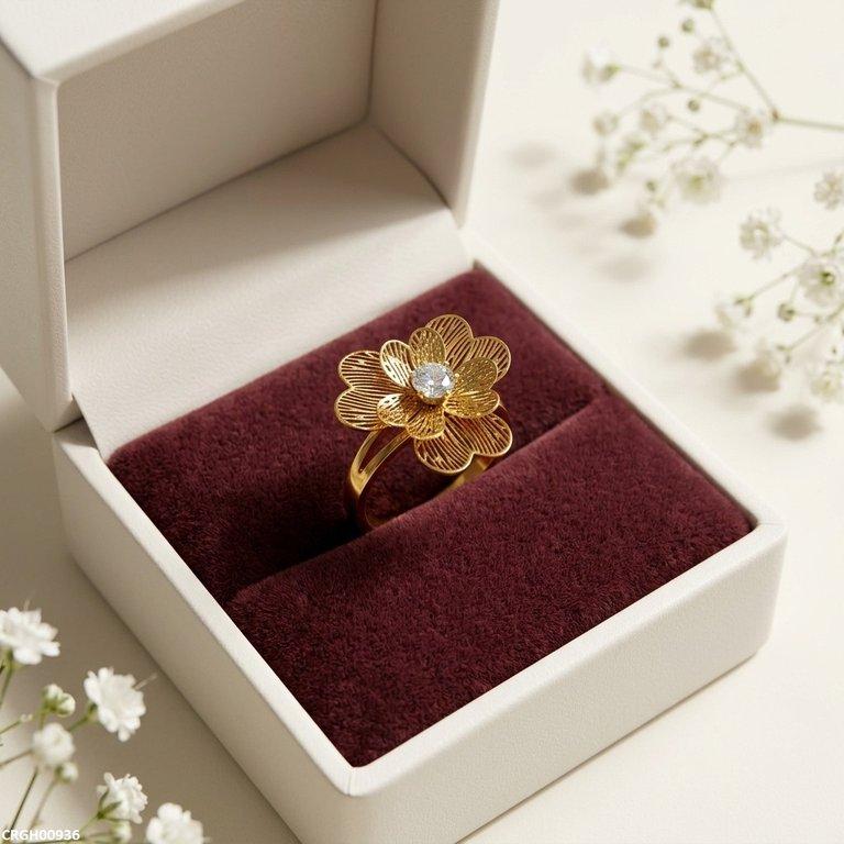 CRGH00936 MOX Stainless Steel Flower Stone Ring - CRGH