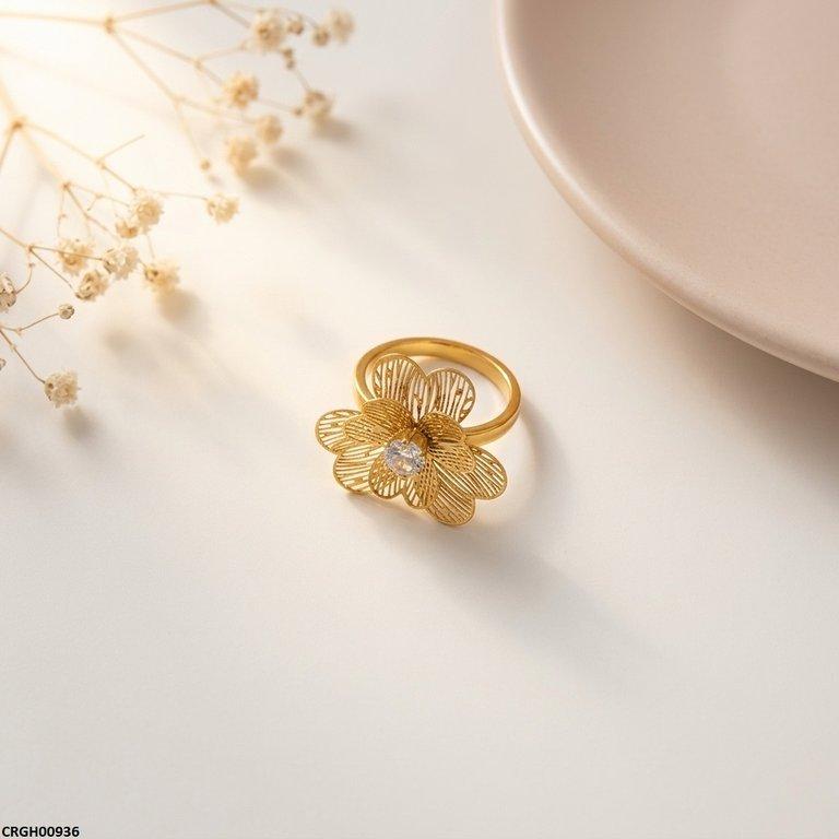CRGH00936 MOX Stainless Steel Flower Stone Ring - CRGH