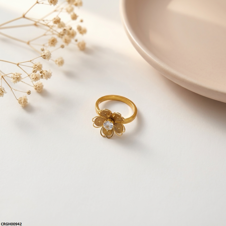 CRGH00942 MOX Stainless Steel Flower Heart Ring - CRGH