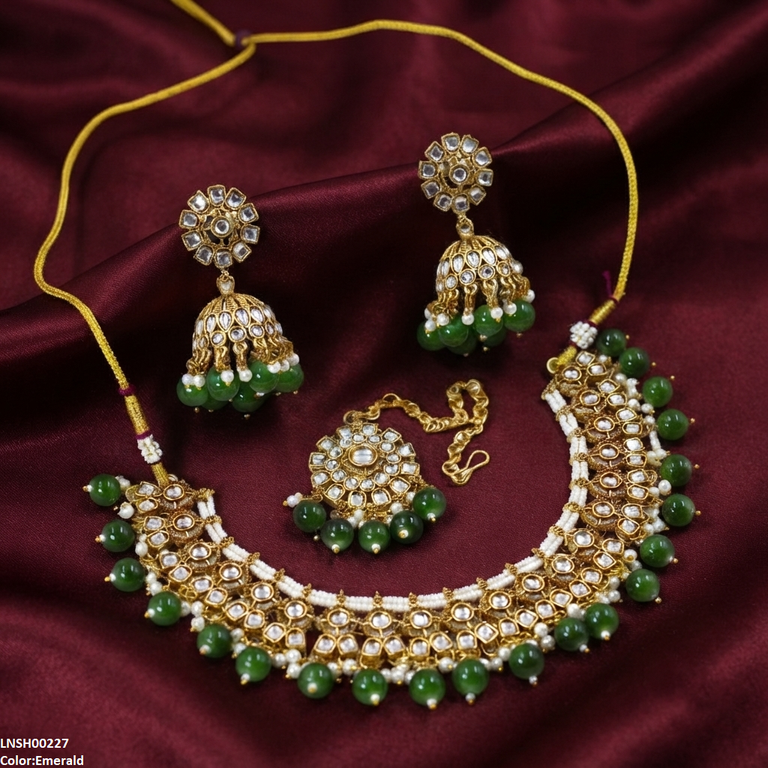 LNSH00227 ANI Round Flower Necklace Set - LNSH