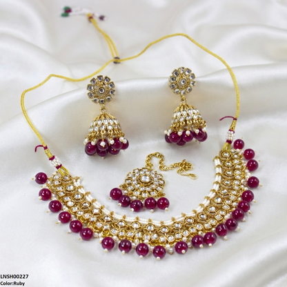 LNSH00227 ANI Round Flower Necklace Set - LNSH