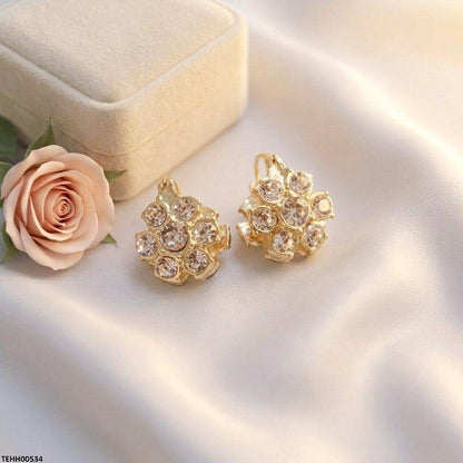 TEHH00534 ZHL Round Stone Hoops Pair - TEHH