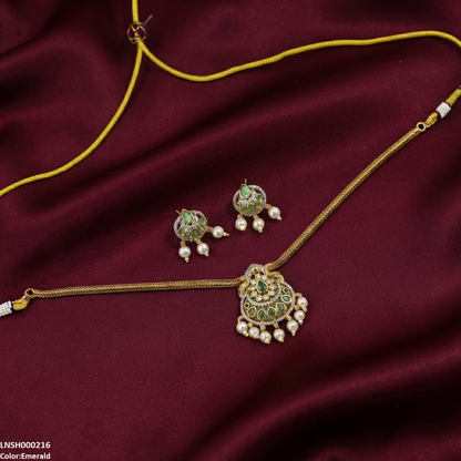 LNSH00216 ANI Tear Pearl Drop Necklace Set - LNSH