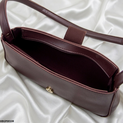 HBGP00108 Midnight Buckle Armpit Ladies Hand Bag - Dark Brown - HBGP