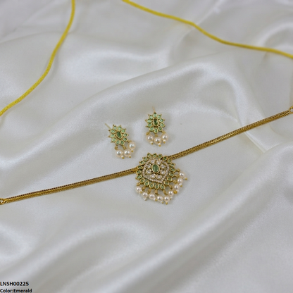 LNSH00225  ANI Flower Pearl Drop Necklace Set - LNSH
