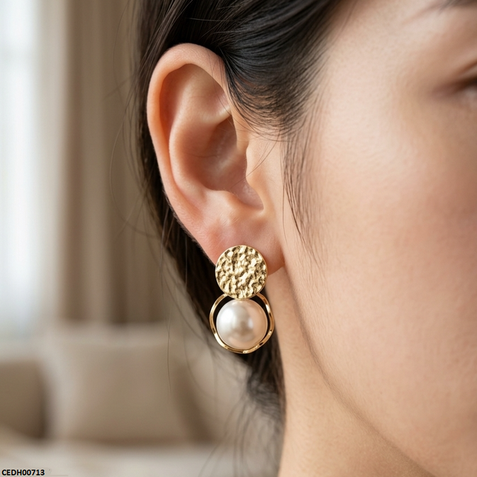 CEDH00713 SYB Coin Pearl Drop Earrings - CEDH