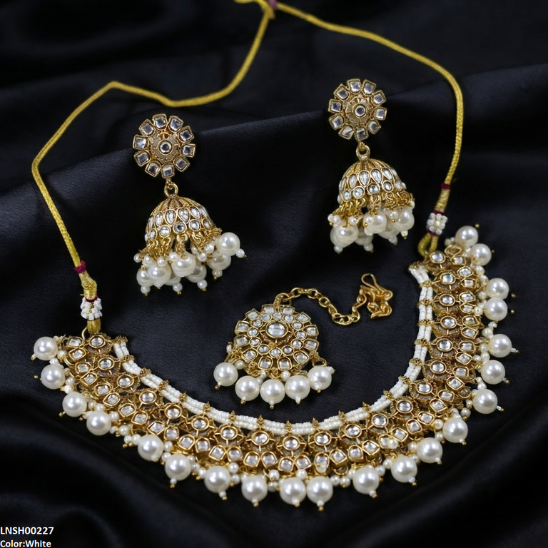 LNSH00227 ANI Round Flower Necklace Set - LNSH