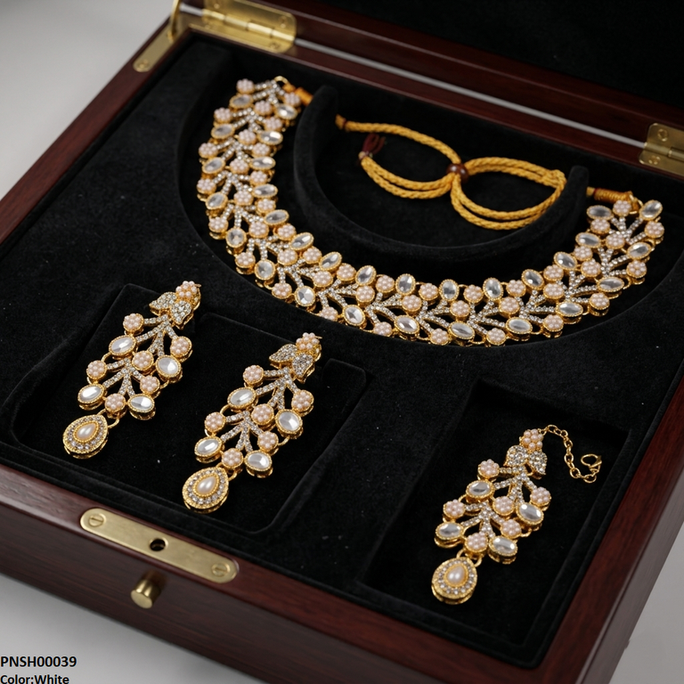 PNSH00039 MZM Oval Flower Necklace Set - PNSH