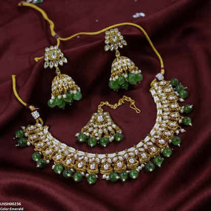 LNSH00236 ANI  Marquise Flower Pearl Drop Necklace Set - LNSH