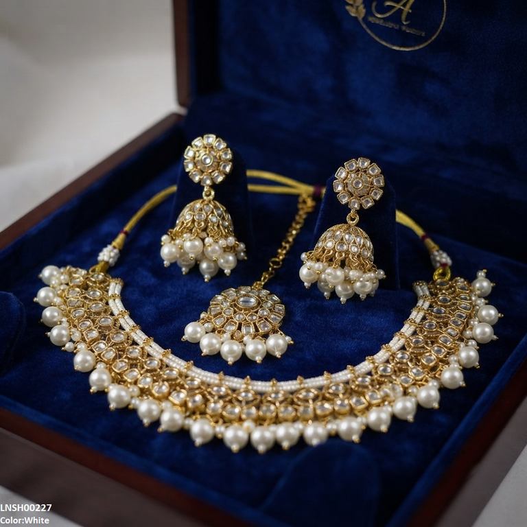 LNSH00227 ANI Round Flower Necklace Set - LNSH
