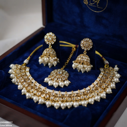 LNSH00227 ANI Round Flower Necklace Set - LNSH