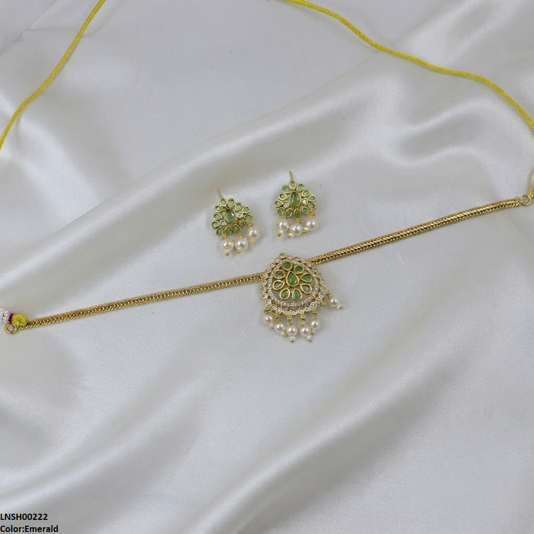 LNSH00222 ANI Tear Pearl Drop Necklace Set - LNSH