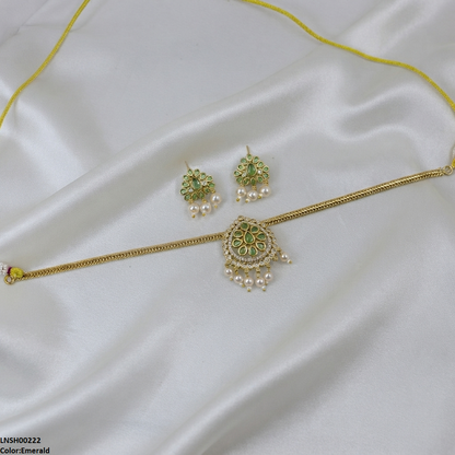 LNSH00222 ANI Tear Pearl Drop Necklace Set - LNSH