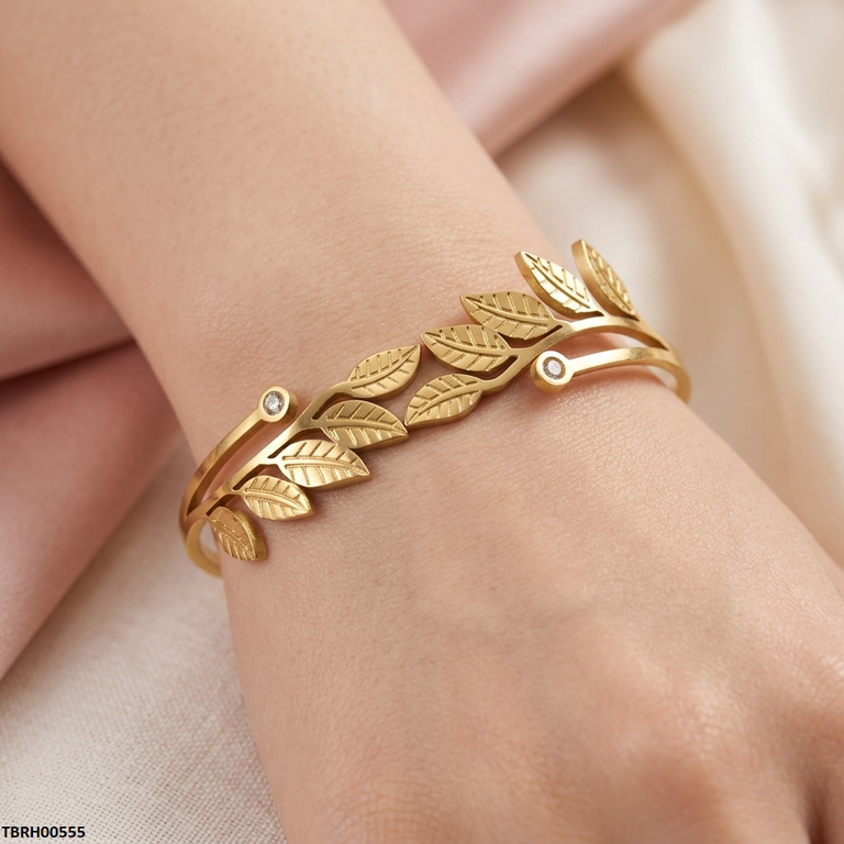 TBRH00555 BHS Round Leaf Stainless Steel Bracelet Adjustable - TBRH