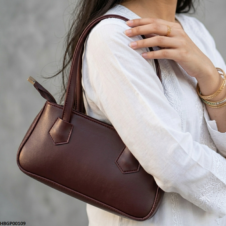 HBGP00109 Trendy Armpit Ladies Hand Bag - Dark Brown - HBGP