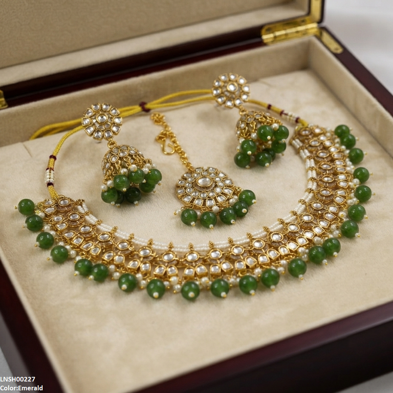 LNSH00227 ANI Round Flower Necklace Set - LNSH