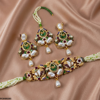 PCKH00283 ABD Tear Pearl Drop Choker Set - PCKH