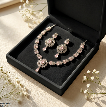 PNSH00061 ABD Flora Crystal Necklace Set - PNSH