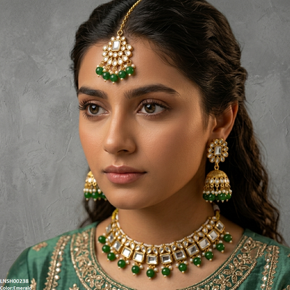 LNSH00238 ANI Square Pearl Drop Necklace Set - LNSH
