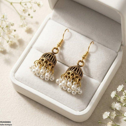 PEJH00081 ABD Round Pearl Drop Jhumki - PEJH