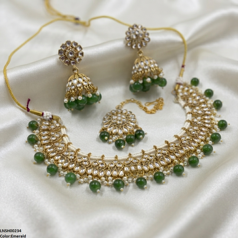 LNSH00234 ANI Tear Pearl Drop Necklace Set - LNSH