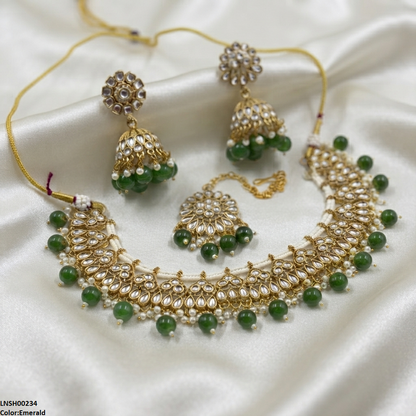 LNSH00234 ANI Tear Pearl Drop Necklace Set - LNSH