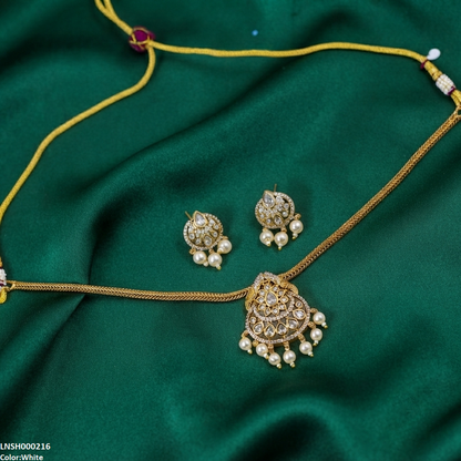 LNSH00216 ANI Tear Pearl Drop Necklace Set - LNSH