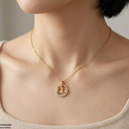 TPSH01005 TNR Stainless Steel Zircon Round Pendant - TPSH