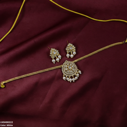LNSH00222 ANI Tear Pearl Drop Necklace Set - LNSH