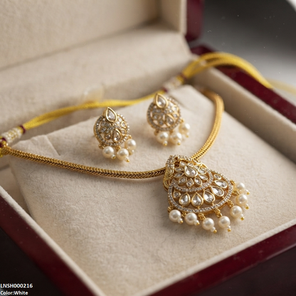 LNSH00216 ANI Tear Pearl Drop Necklace Set - LNSH