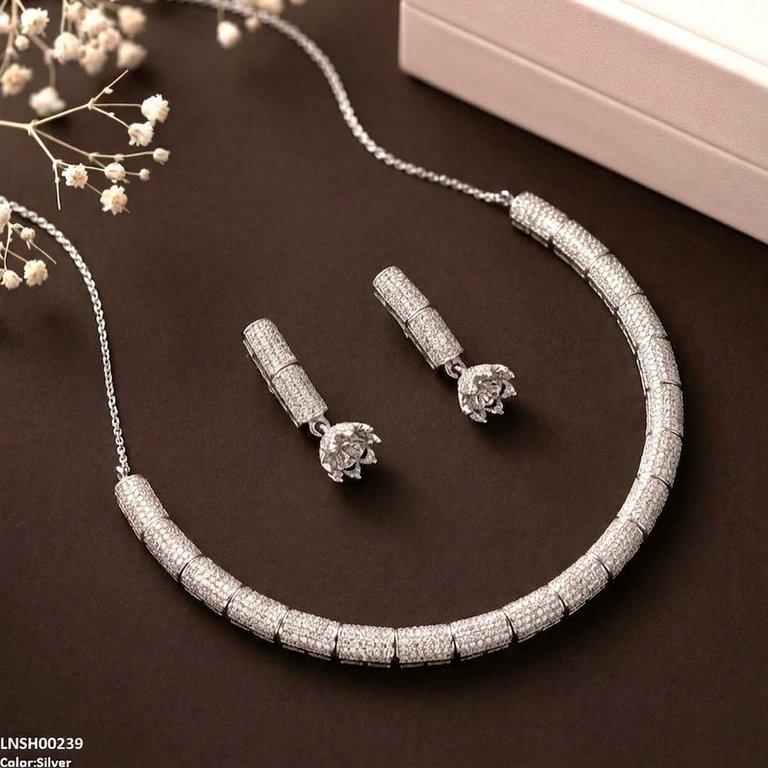 LNSH00239 RIS Imported ZIRCON Jumki Drop Necklace Set - LNSH