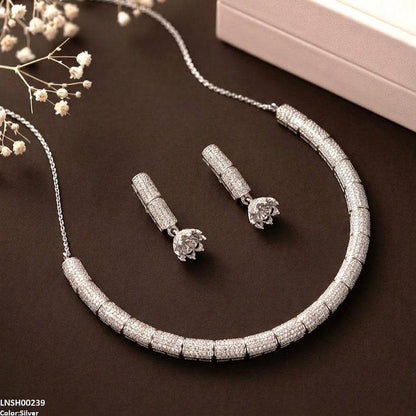 LNSH00239 RIS Imported ZIRCON Jumki Drop Necklace Set - LNSH