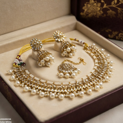 LNSH00234 ANI Tear Pearl Drop Necklace Set - LNSH