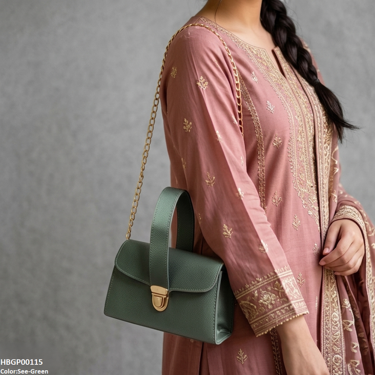 HBGP00115 Imperial Velvet Night Ladies Shoulder Bag - Green  - HBGP