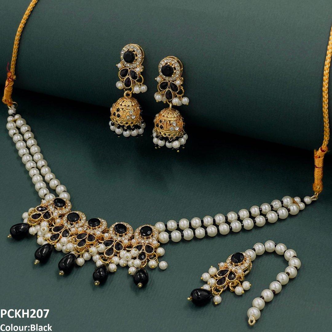 PCKH207 SDQ Circle/Tear Pearl Drop Choker Set