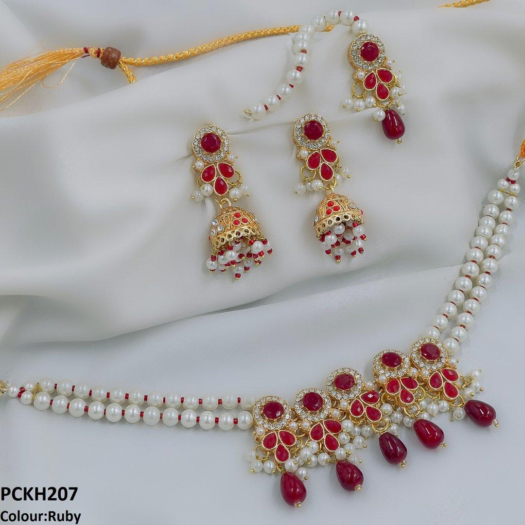 PCKH207 SDQ Circle/Tear Pearl Drop Choker Set