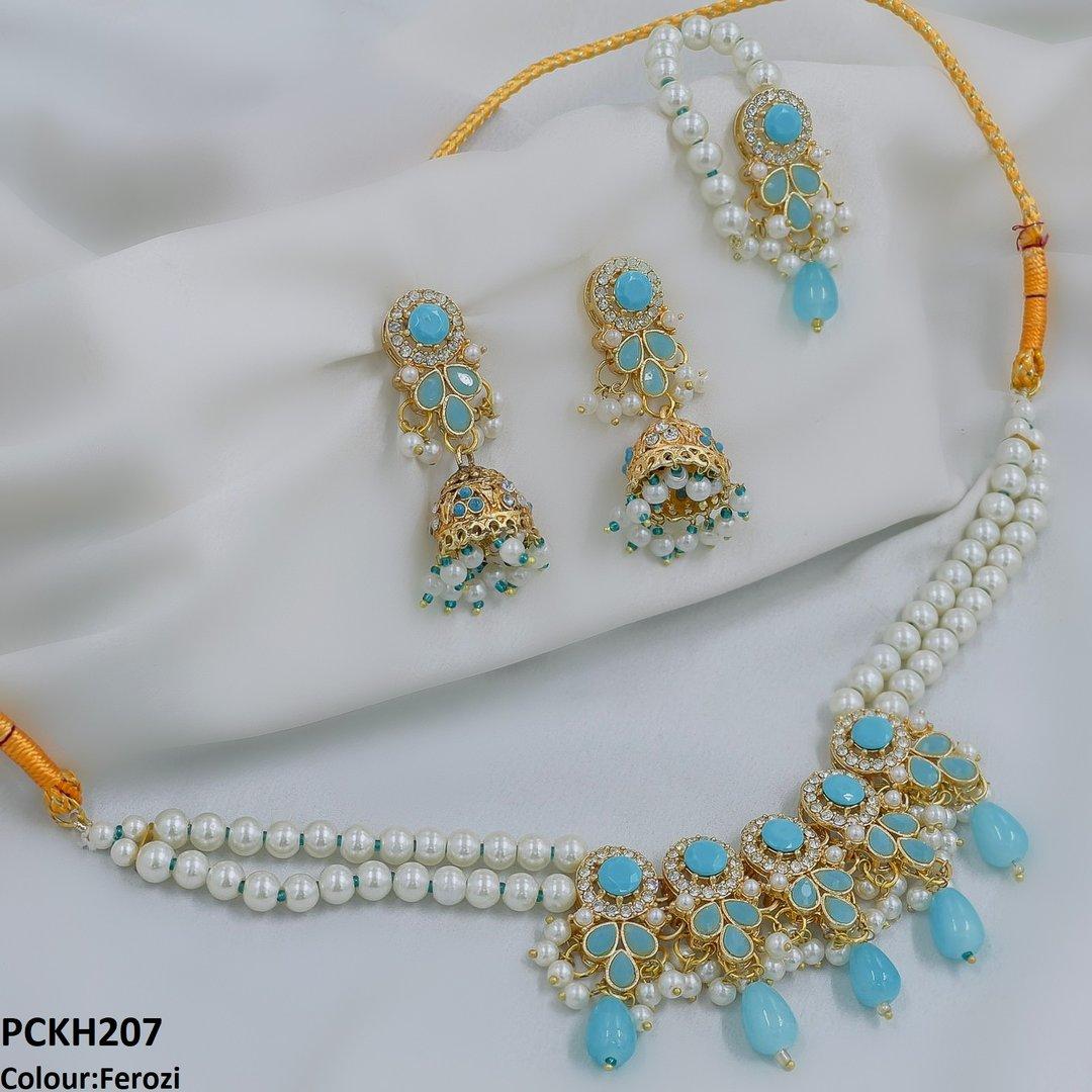 PCKH207 SDQ Circle/Tear Pearl Drop Choker Set
