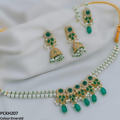 PCKH207 SDQ Circle/Tear Pearl Drop Choker Set