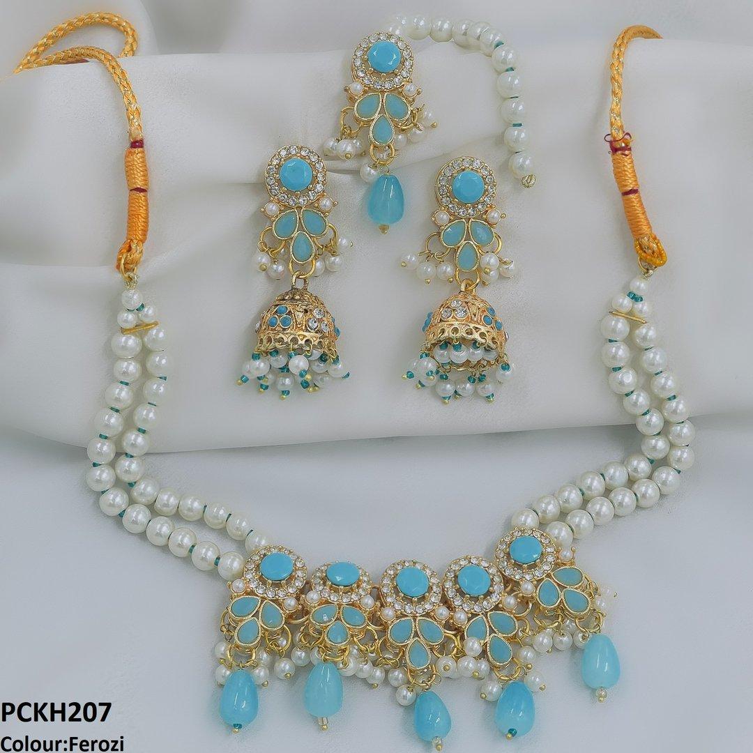 PCKH207 SDQ Circle/Tear Pearl Drop Choker Set