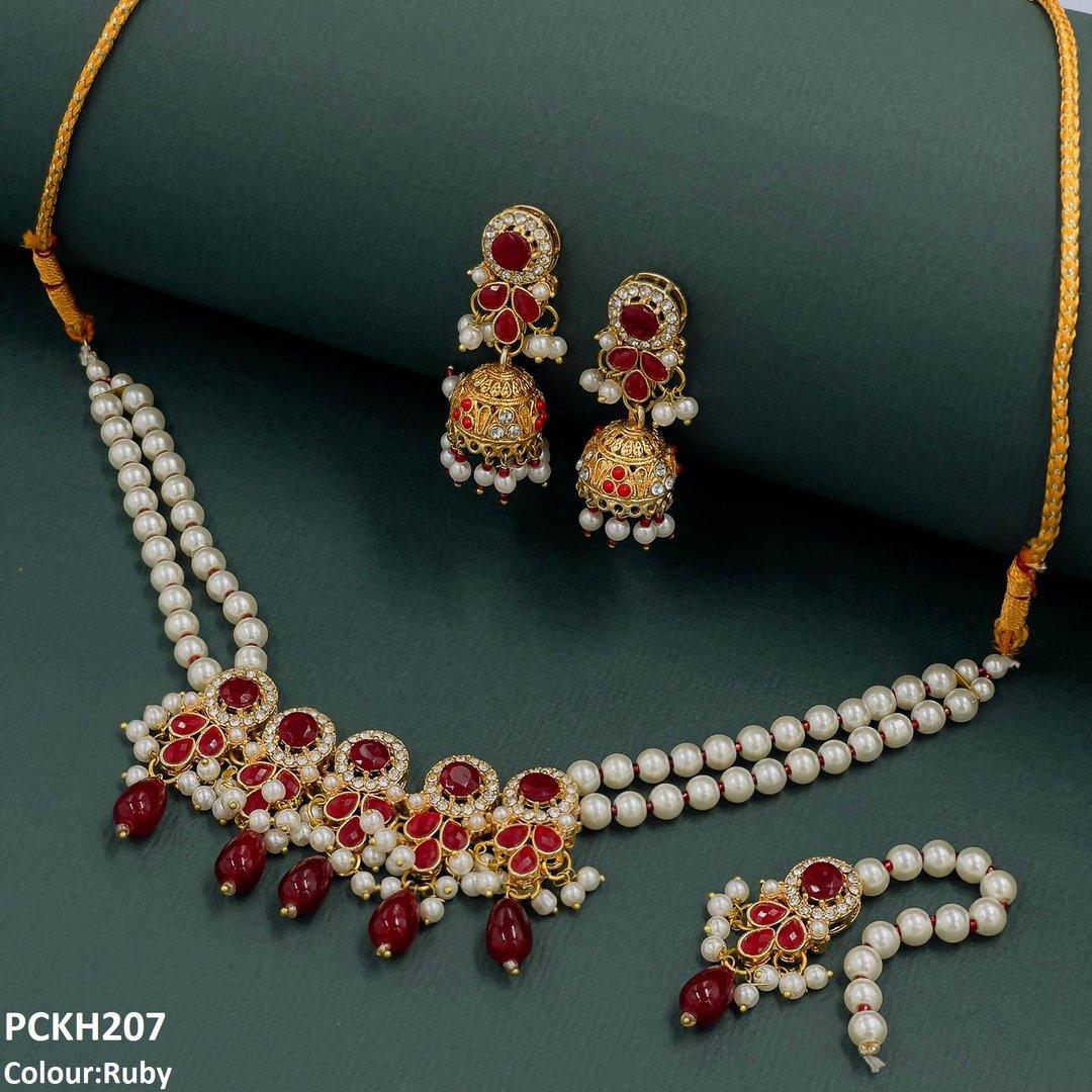 PCKH207 SDQ Circle/Tear Pearl Drop Choker Set