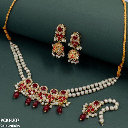 PCKH207 SDQ Circle/Tear Pearl Drop Choker Set