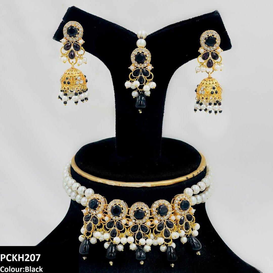 PCKH207 SDQ Circle/Tear Pearl Drop Choker Set