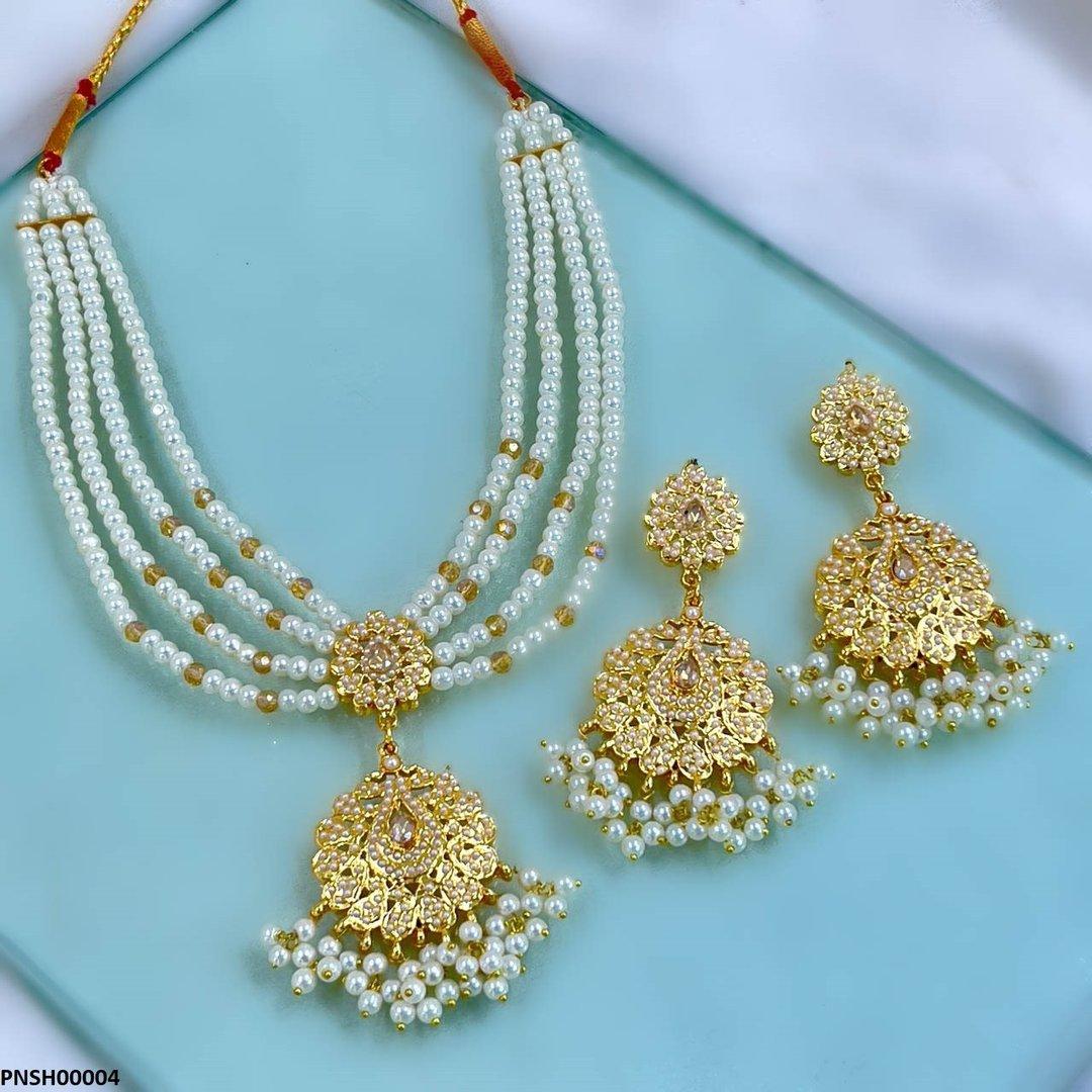 PNSH00004 MZM Pearl Drop Necklace Set - PNSH
