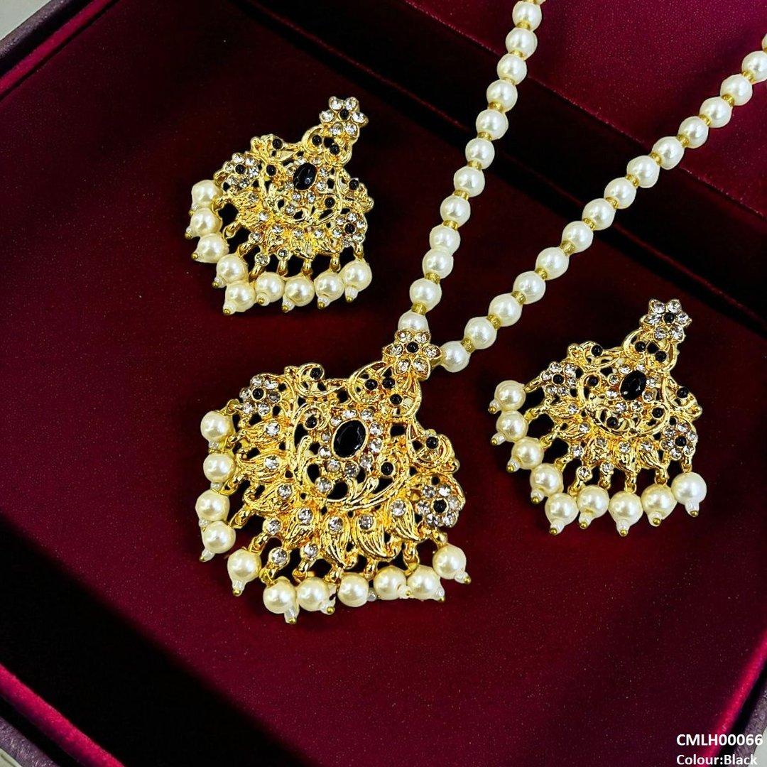 CMLH00066 MZM Oval/Flower Pearl Drop Mala Set - CMLH