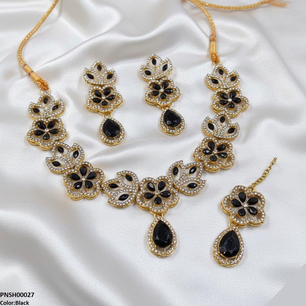 PNSH00027 FRN Tear Flower Necklace Set - PNSH