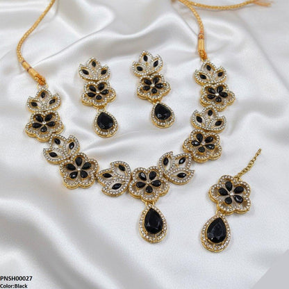 PNSH00027 FRN Tear Flower Necklace Set - PNSH