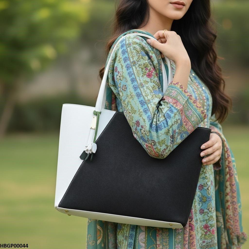HBGP00044 Black & White Grace Tote Bag - HBGP