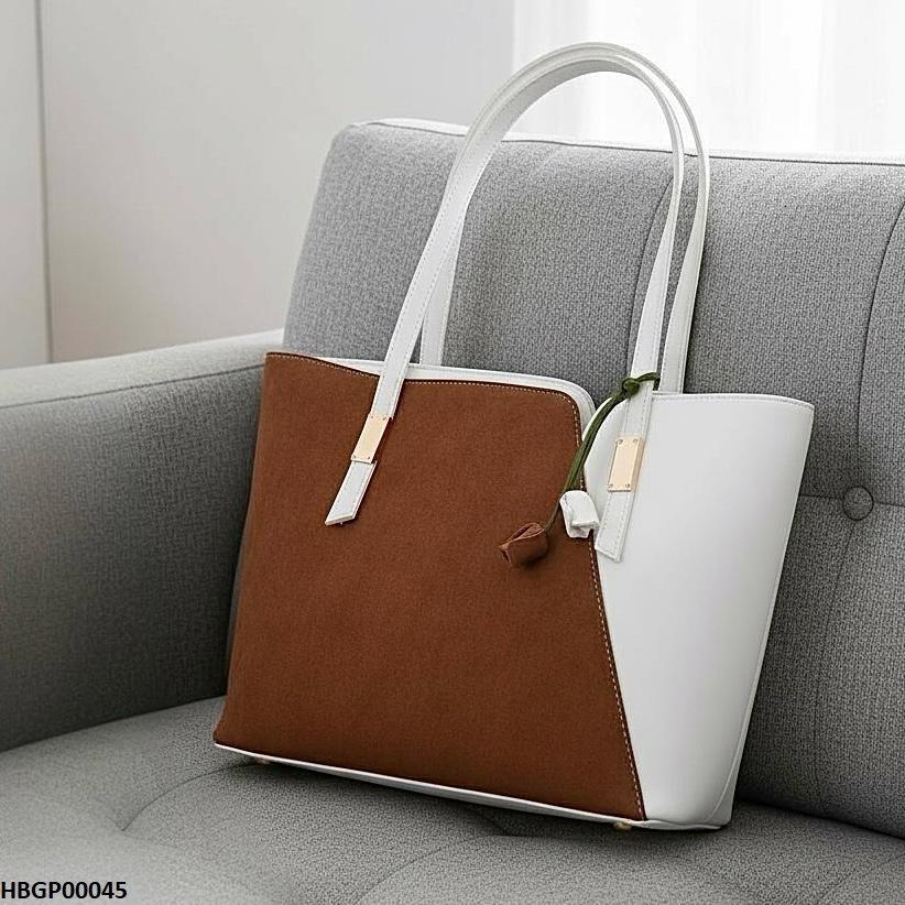 HBGP00045 Brown & White Grace Tote Bag - HBGP