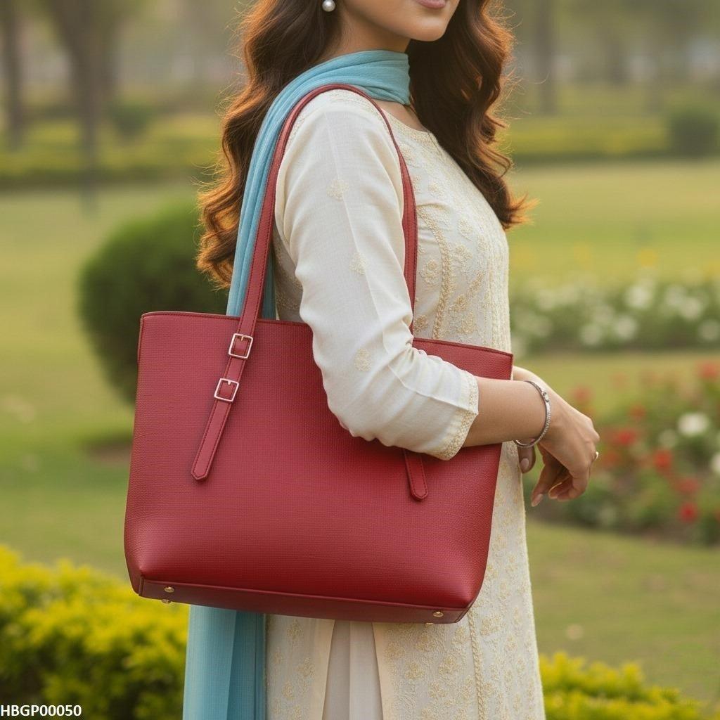HBGP00050 Maroon Vintage Tote Bag - HBGP